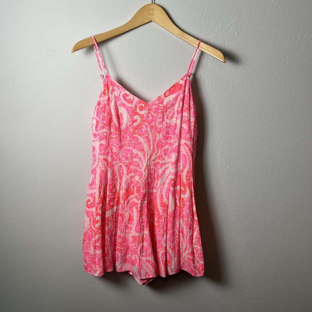 Lilly Pulitzer Romper Womens 0 Paisley Sleeveless Adjustable Strap V Neck Playsu